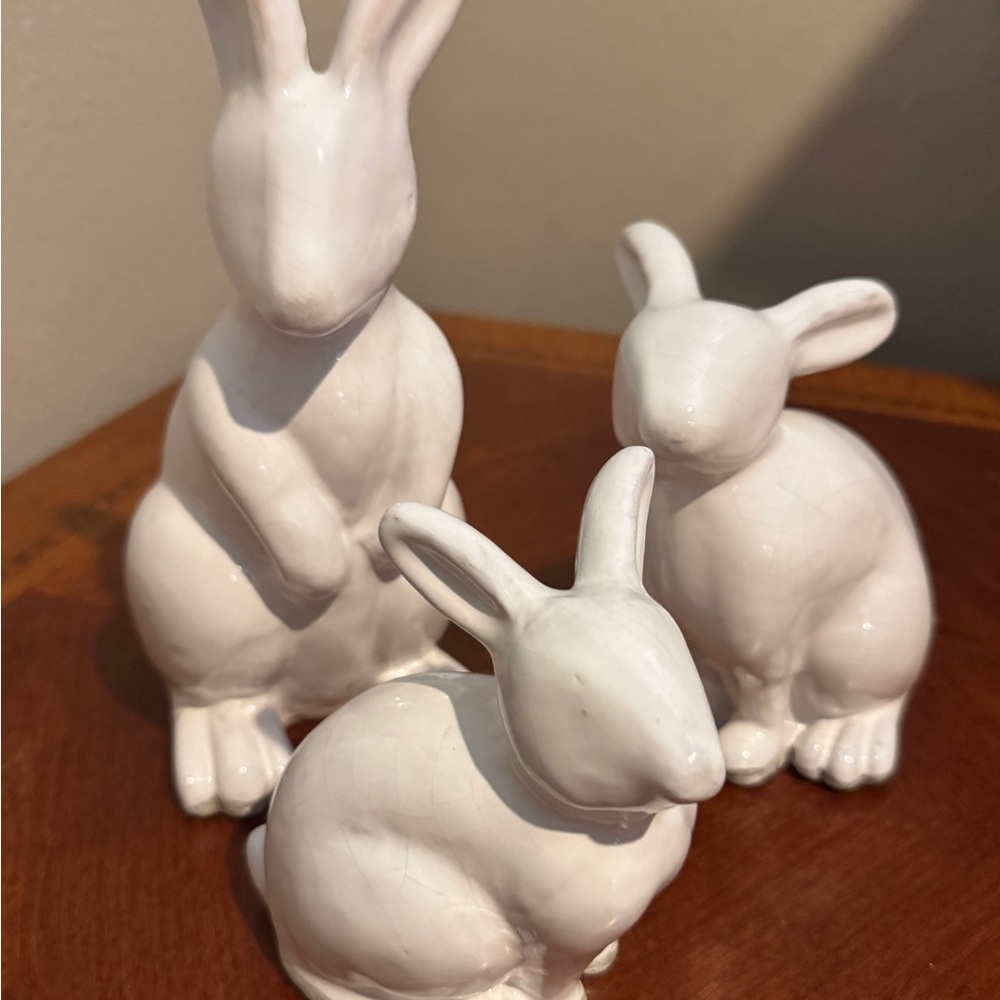 White Ceramic Bunny Figurines